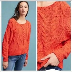 Anthropologie Sleeping On Snow Chunky Cable Knit Chenille Dolman Sweater